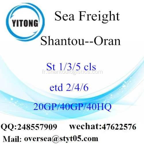 Fret maritime de Port de Shantou expédition à Oran